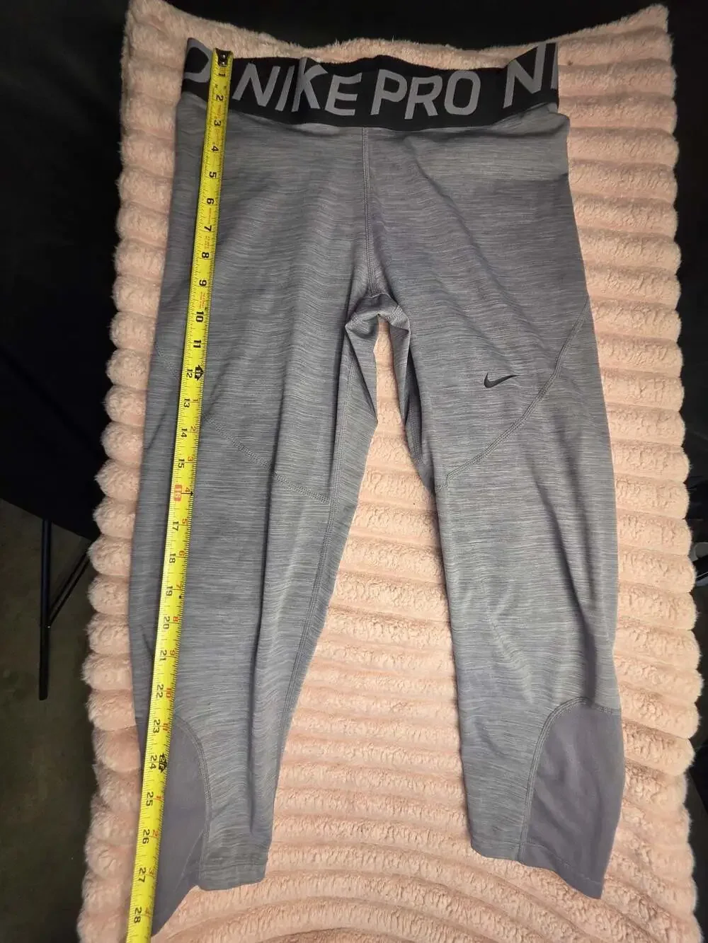 Nike Pro 365 Women's Black/Heather/White Mid-Rise Crop Leggings (CZ9803-010) S&L